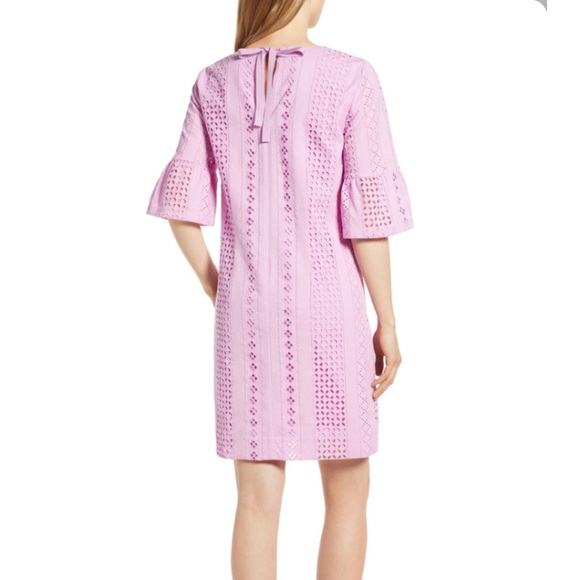 J. Crew 100% Cotton Flutter Sleeve Eyelet Dress In Sundrenched Peony - Picture 5 of 5
